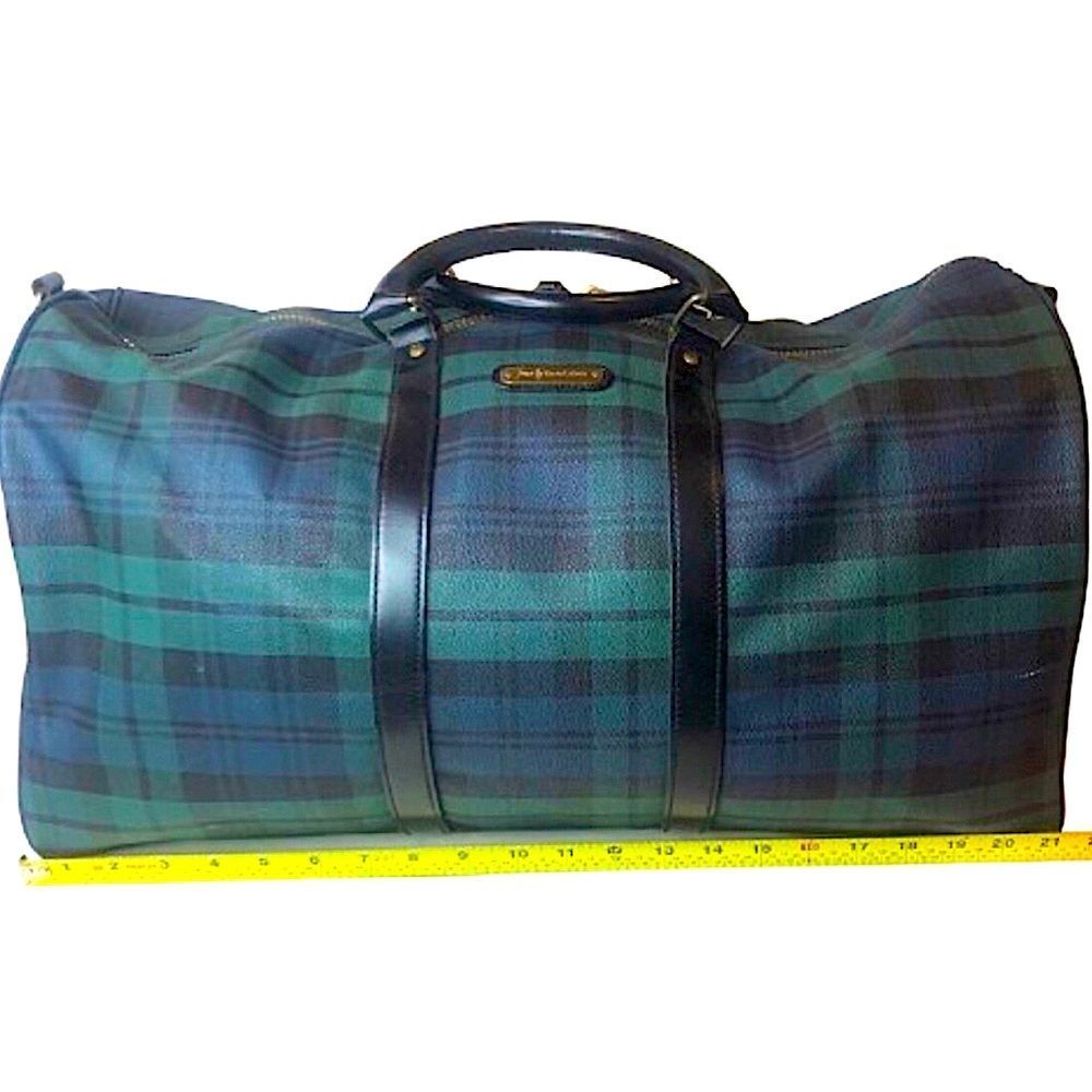 RALPH LAUREN Black Watch Plaid Boston Overnight School Camp Duffle Bag 55cm - Picture 14 of 17
